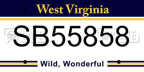 SB55858 West Virginia License Plate