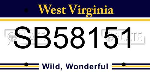 SB58151 West Virginia License Plate
