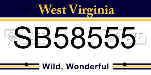 SB58555 West Virginia License Plate