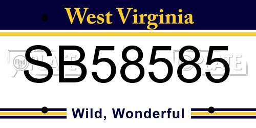 SB58585 West Virginia License Plate