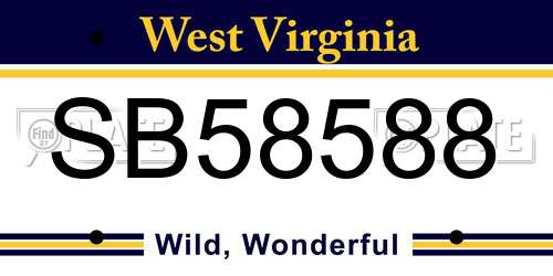 SB58588 West Virginia License Plate