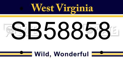 SB58858 West Virginia License Plate