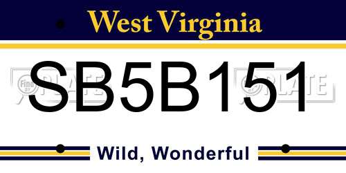 SB5B151 West Virginia License Plate