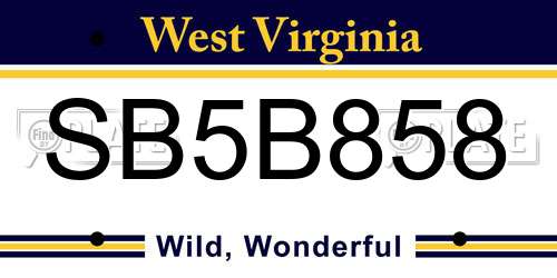 SB5B858 West Virginia License Plate