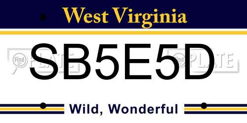 SB5E5D West Virginia License Plate