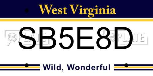 SB5E8D West Virginia License Plate