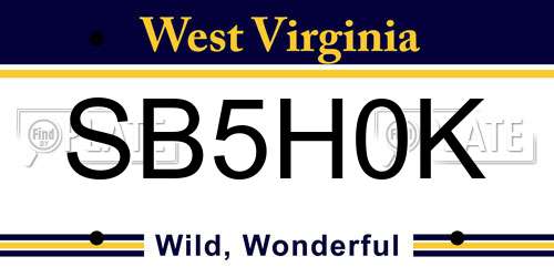 SB5H0K West Virginia License Plate