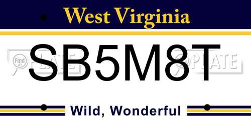 SB5M8T West Virginia License Plate
