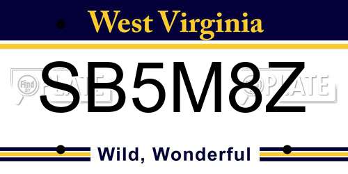 SB5M8Z West Virginia License Plate