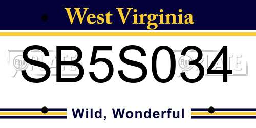SB5S034 West Virginia License Plate