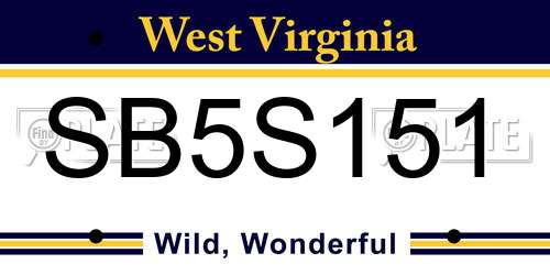 SB5S151 West Virginia License Plate