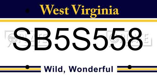 SB5S558 West Virginia License Plate