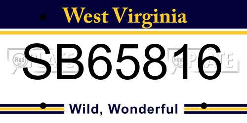 SB65816 West Virginia License Plate