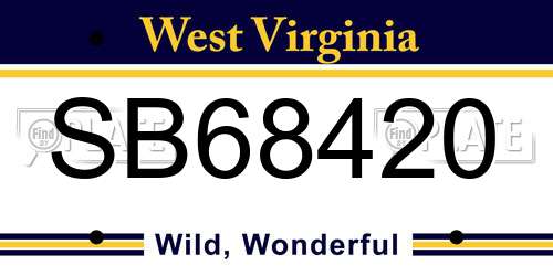 SB68420 West Virginia License Plate