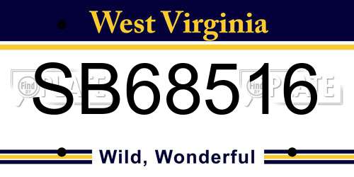 SB68516 West Virginia License Plate