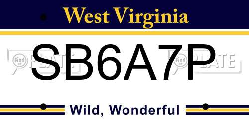 SB6A7P West Virginia License Plate