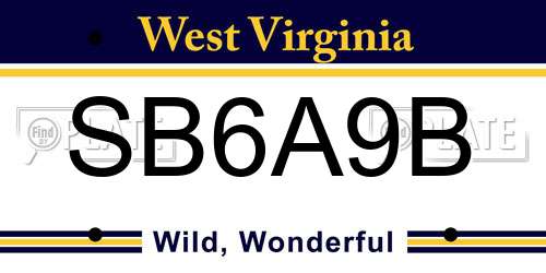 SB6A9B West Virginia License Plate