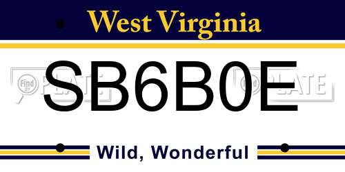 SB6B0E West Virginia License Plate
