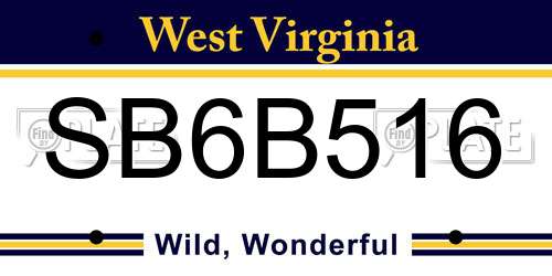 SB6B516 West Virginia License Plate