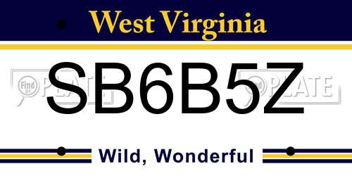 SB6B5Z West Virginia License Plate