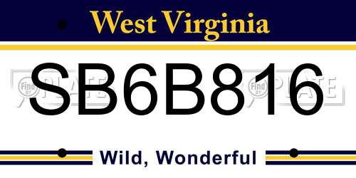 SB6B816 West Virginia License Plate