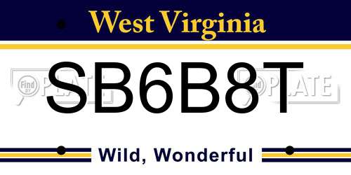 SB6B8T West Virginia License Plate