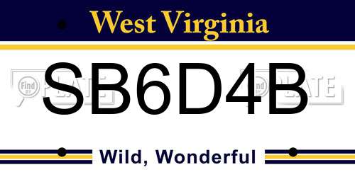 SB6D4B West Virginia License Plate