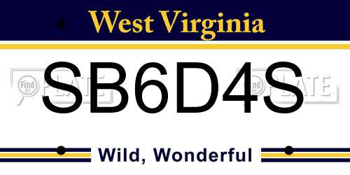 SB6D4S West Virginia License Plate