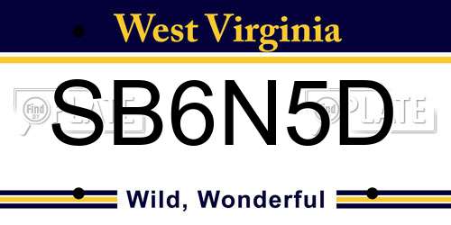 SB6N5D West Virginia License Plate