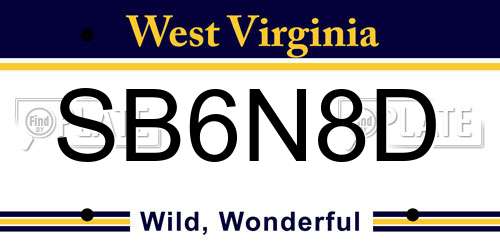 SB6N8D West Virginia License Plate