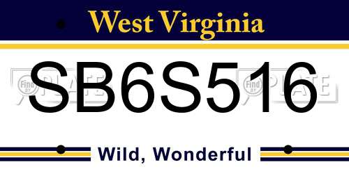 SB6S516 West Virginia License Plate