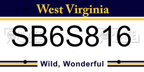 SB6S816 West Virginia License Plate