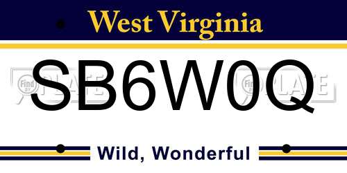 SB6W0Q West Virginia License Plate