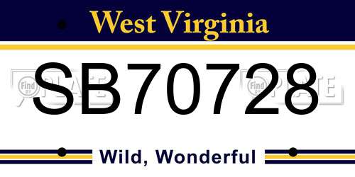 SB70728 West Virginia License Plate