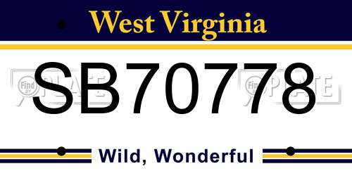 SB70778 West Virginia License Plate