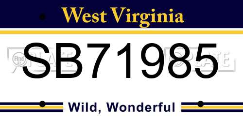 SB71985 West Virginia License Plate