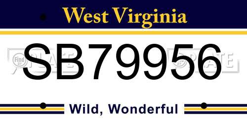 SB79956 West Virginia License Plate