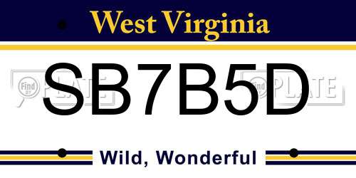 SB7B5D West Virginia License Plate