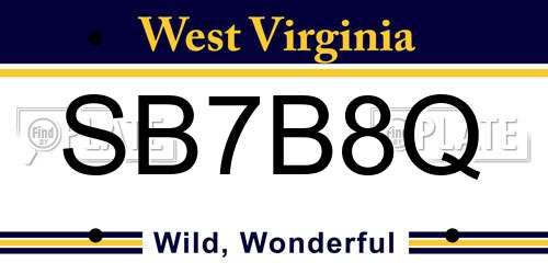 SB7B8Q West Virginia License Plate