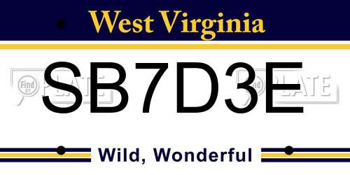 SB7D3E West Virginia License Plate