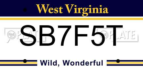 SB7F5T West Virginia License Plate