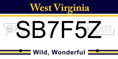 SB7F5Z West Virginia License Plate
