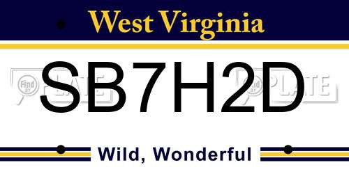 SB7H2D West Virginia License Plate