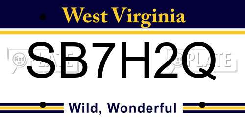 SB7H2Q West Virginia License Plate