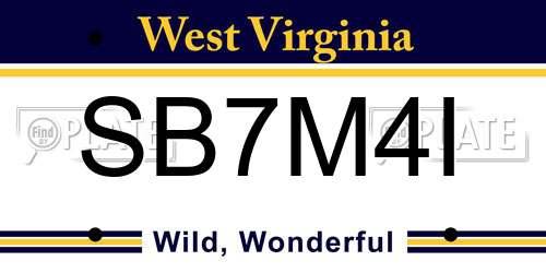 SB7M4I West Virginia License Plate
