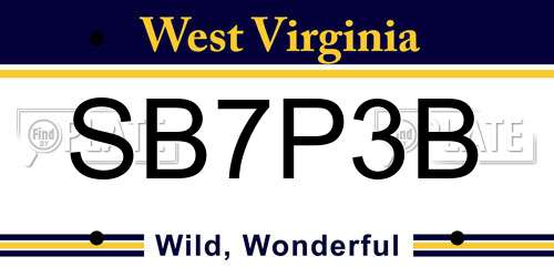 SB7P3B West Virginia License Plate