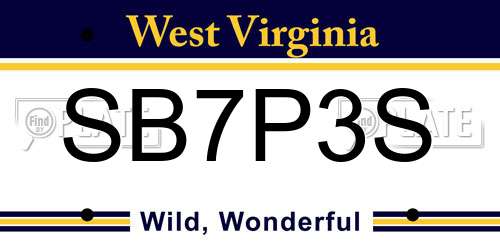 SB7P3S West Virginia License Plate
