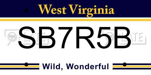 SB7R5B West Virginia License Plate
