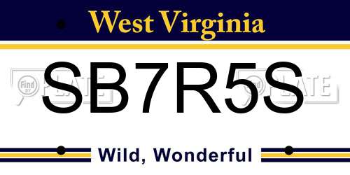 SB7R5S West Virginia License Plate