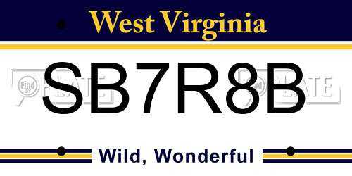 SB7R8B West Virginia License Plate